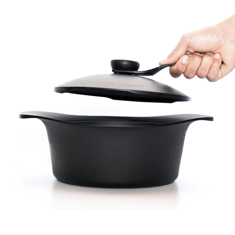 SORI_Nambu_DShallowLidandHandle_02 日本 柳宗理 南部鐵器雙耳深鍋 22cm 附黑鐵蓋及把手