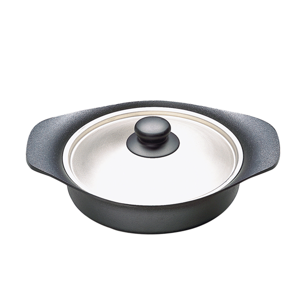 SORI_Nambu_ShallowSteelLid_01 日本 柳宗理 南部鐵器雙耳淺鍋 22cm 附不鏽鋼蓋