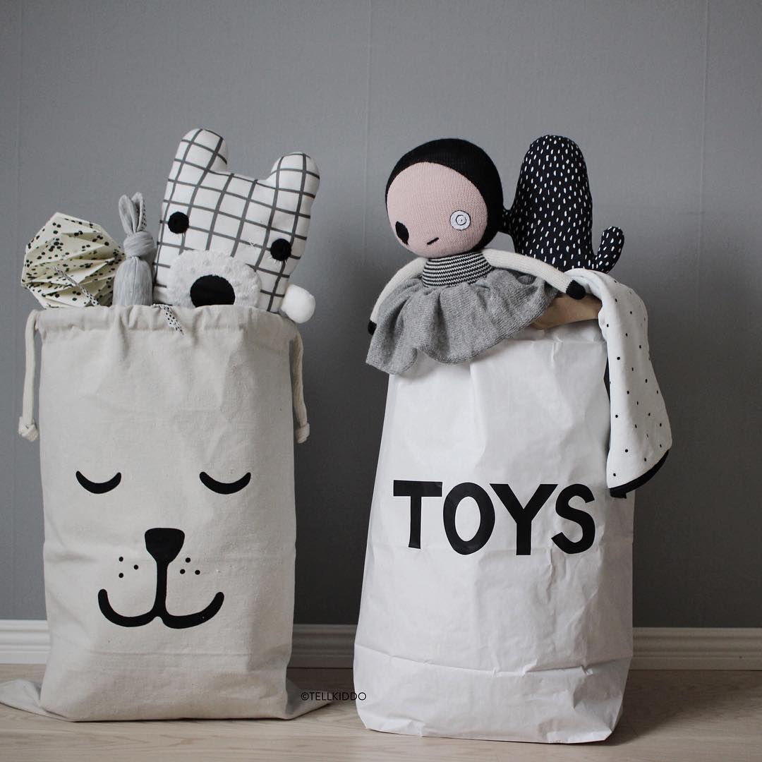Tellkiddo 瑞典可愛圖案帆布收納袋 睡睡熊3