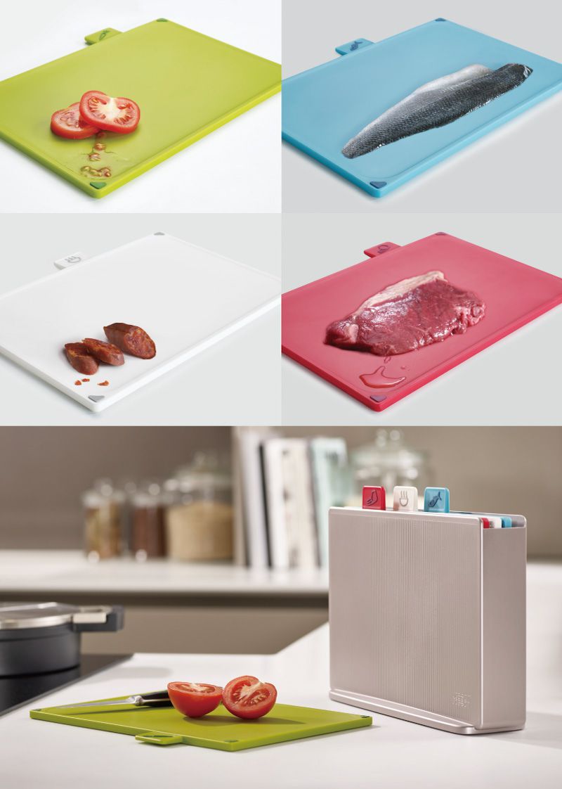 Joseph Joseph 檔案夾止滑砧板組-雙面附凹槽 (小銀)1