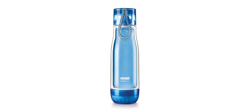 美國 ZOKU 繽紛玻璃雙層隨身瓶 475ml (藍)
