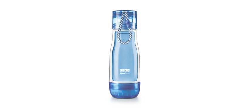 美國 ZOKU 繽紛玻璃雙層隨身瓶 355ml (藍)