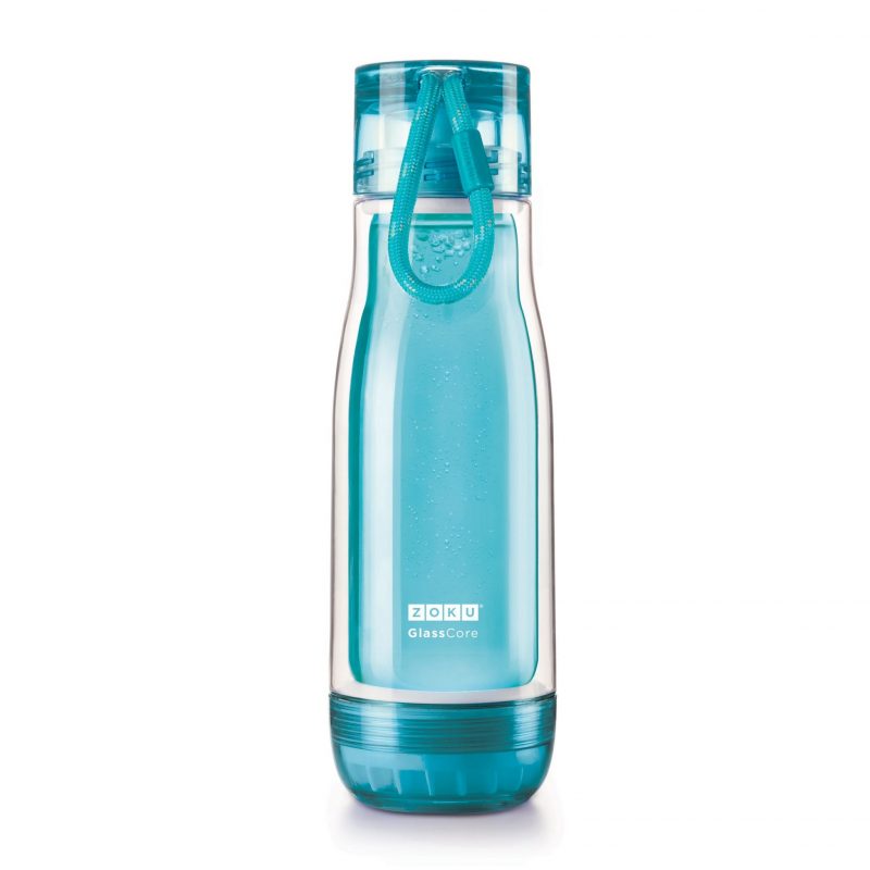 美國 ZOKU 繽紛玻璃雙層隨身瓶 475ml (淺藍)