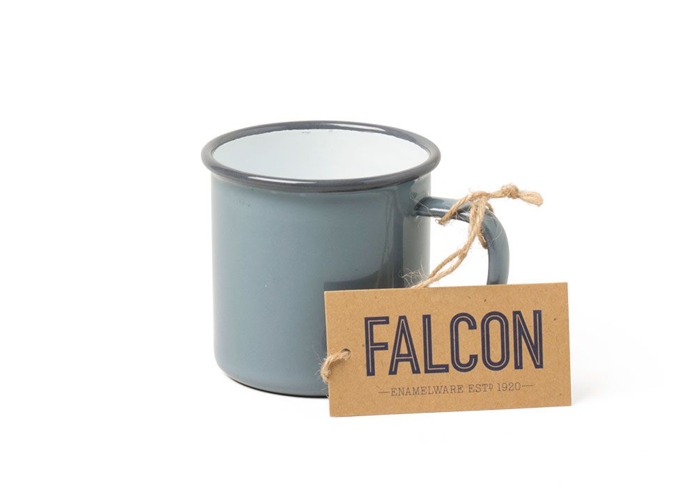 英國 Falcon 獵鷹琺瑯 馬克杯 350ml (灰白)