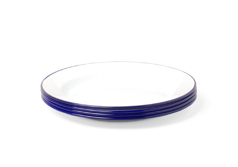 英國 Falcon 獵鷹琺瑯 圓形餐盤4入組 24cm (藍白)