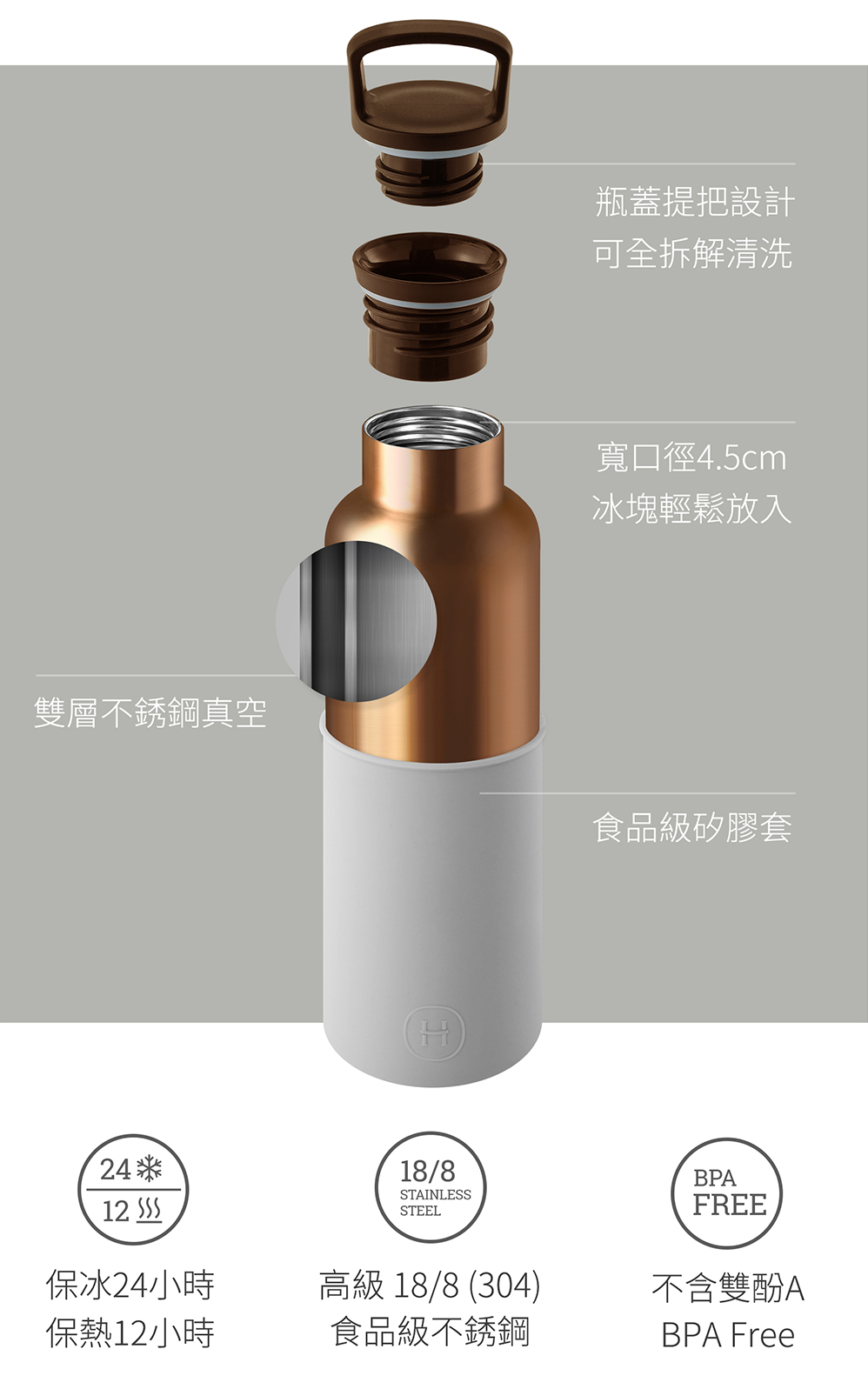 美國 HYDY 時尚不銹鋼保溫水瓶雙瓶組 金瓶雲灰+金瓶海藻綠 