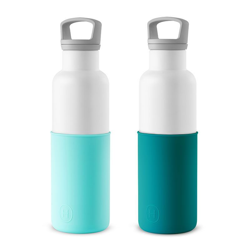 美國 HYDY 時尚不銹鋼保溫水瓶雙瓶組 (白瓶北極藍+白瓶深青)