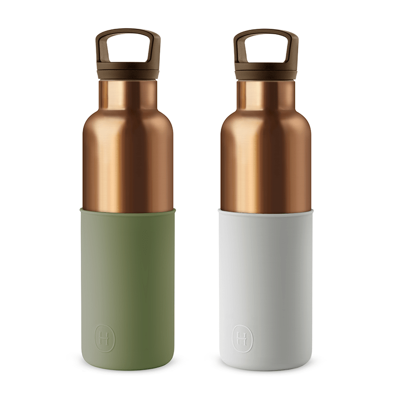 美國 HYDY 時尚不銹鋼保溫水瓶雙瓶組 金瓶雲灰+金瓶海藻綠