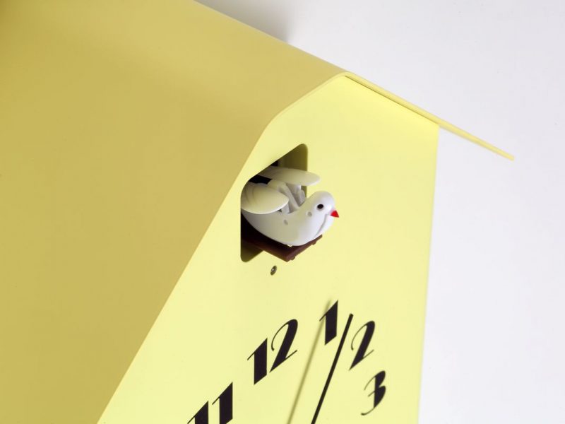 日本 Lemnos 雕刻時鐘 房型布穀鳥時鐘 (黃)