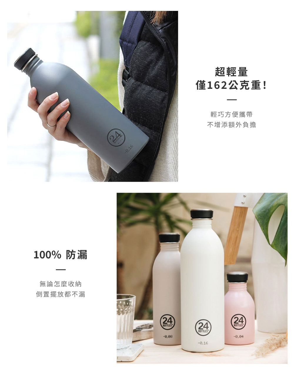 義大利 24Bottles 輕量冷水瓶 1000ml 特色