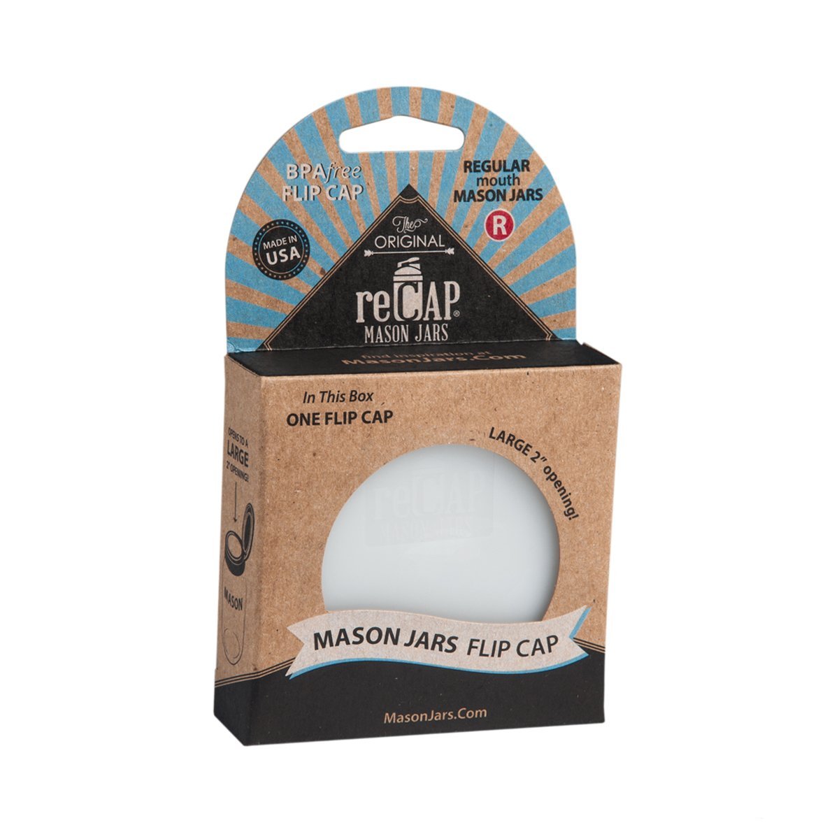 美國 reCAP Flip 梅森罐專用 窄口多功能杯蓋 白色