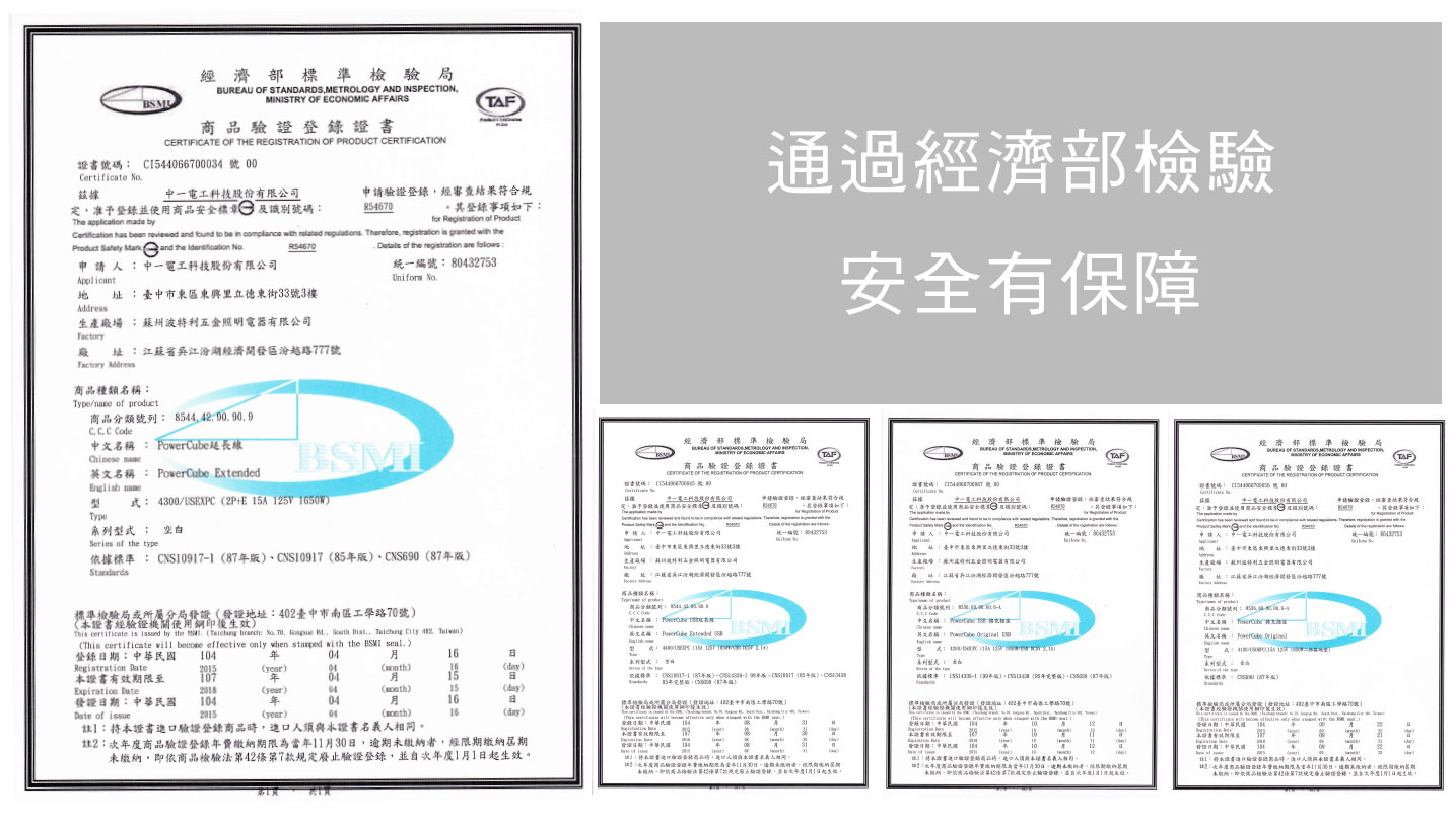 荷蘭 PowerCube 經濟部檢驗證明