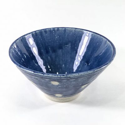 日本 美濃燒 水玉 瓷碗 -藍色