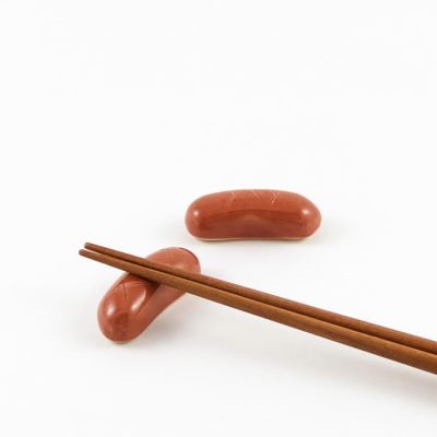 日本 美濃燒 陶製筷架 熱狗