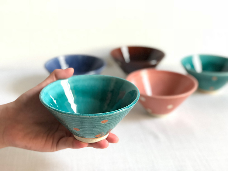 日本美濃燒水玉瓷碗