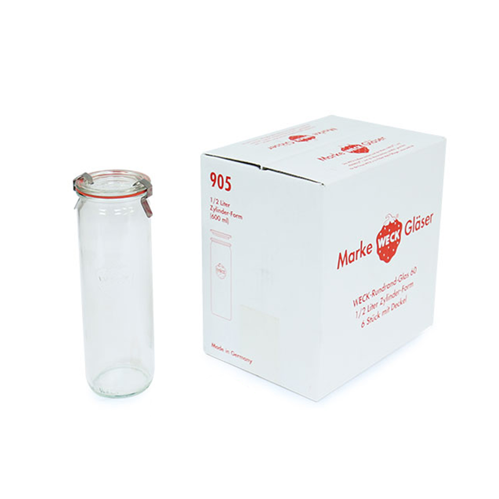 WECK_905x6_AD 德國 WECK 905 玻璃密封罐 Straight Jar 600ml 單箱6入