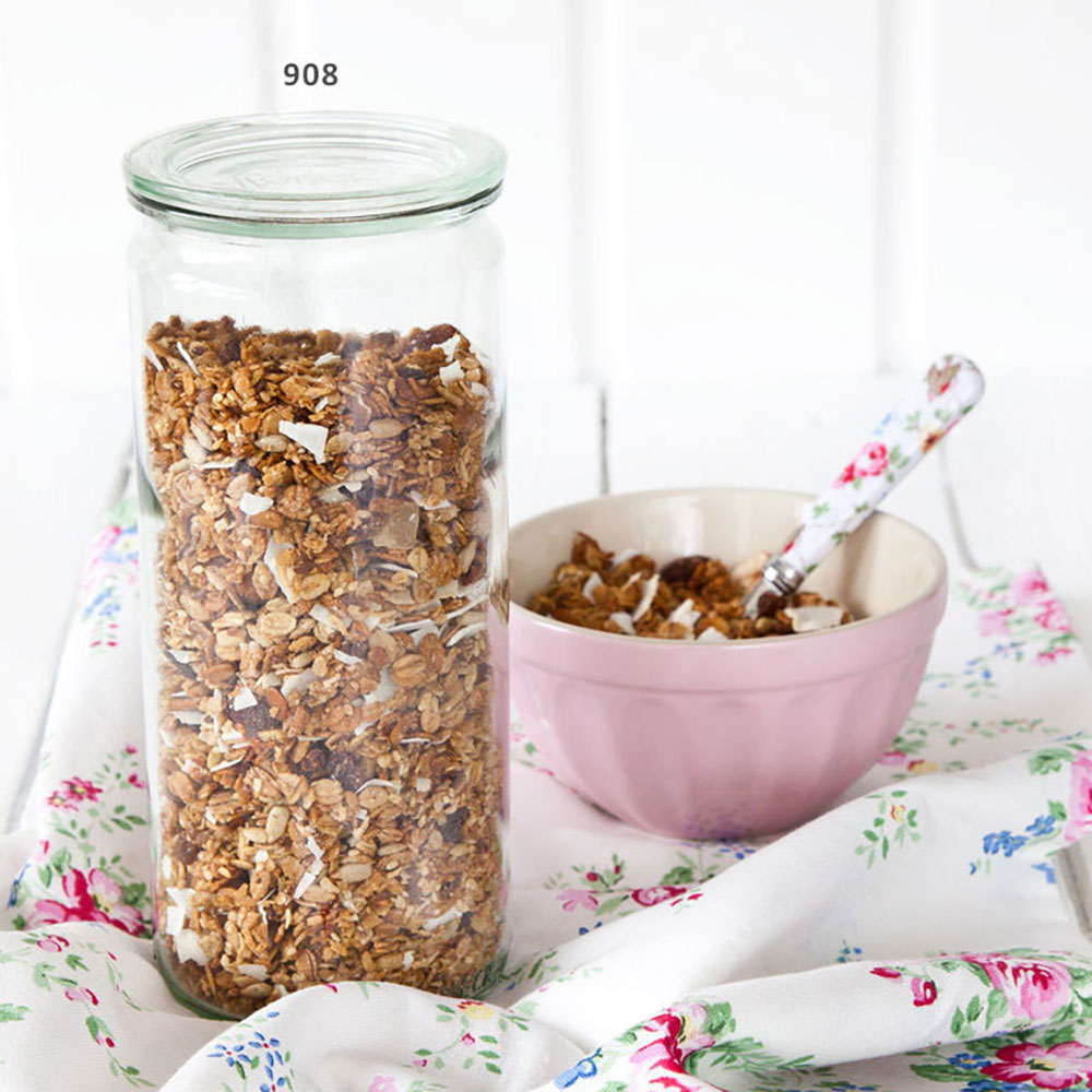 WECK_908_01 德國 WECK 908 玻璃密封罐 Straight Jar 1040ml 單箱6入