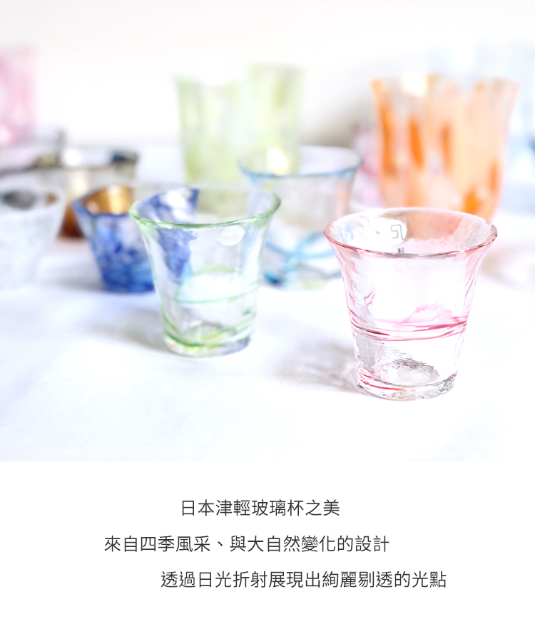 日本 津輕 手工玻璃杯 清酒杯 (櫻流) 65ml 1