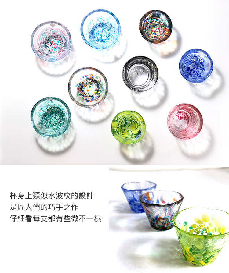 日本 津輕 手工玻璃杯 清酒杯 (櫻流) 65ml 2