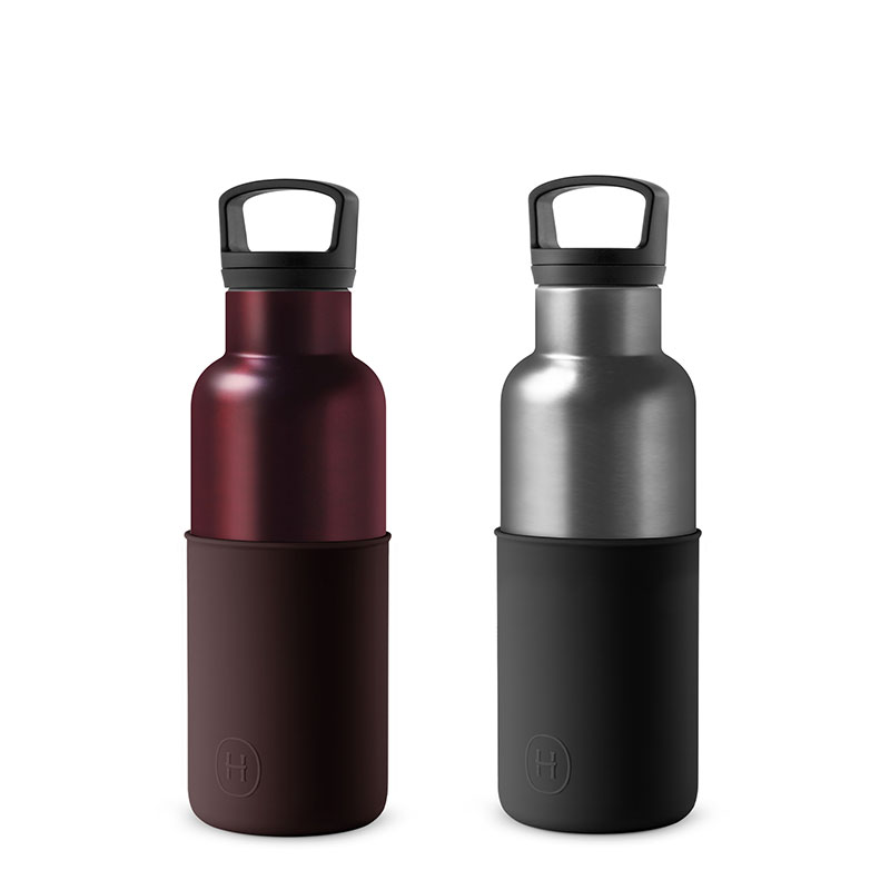 美國 HYDY 時尚不銹鋼保溫水瓶雙瓶組 勃根地紅瓶+鈦灰瓶 (顏色任選)