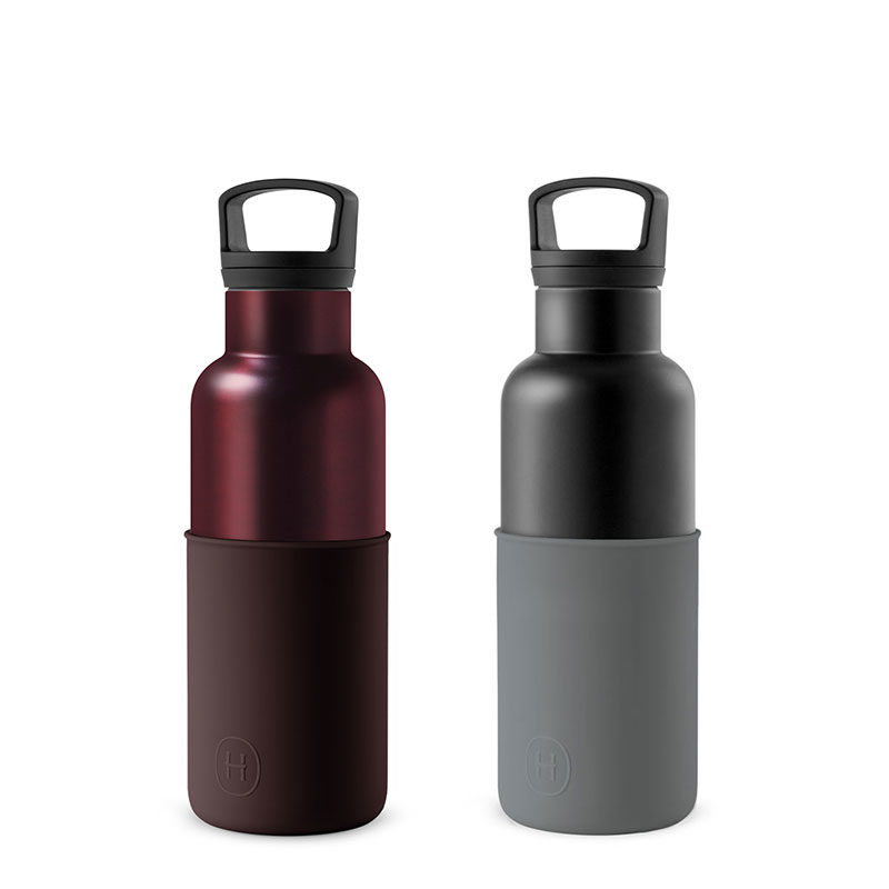 美國 HYDY 時尚不銹鋼保溫水瓶雙瓶組 輕巧黑瓶+勃根地紅瓶 (顏色任選)