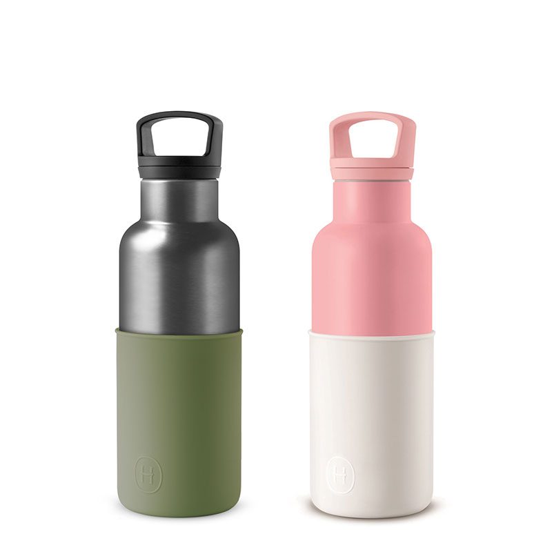 美國 HYDY 時尚不銹鋼保溫水瓶雙瓶組 玫瑰粉瓶+鈦灰瓶 (顏色任選)
