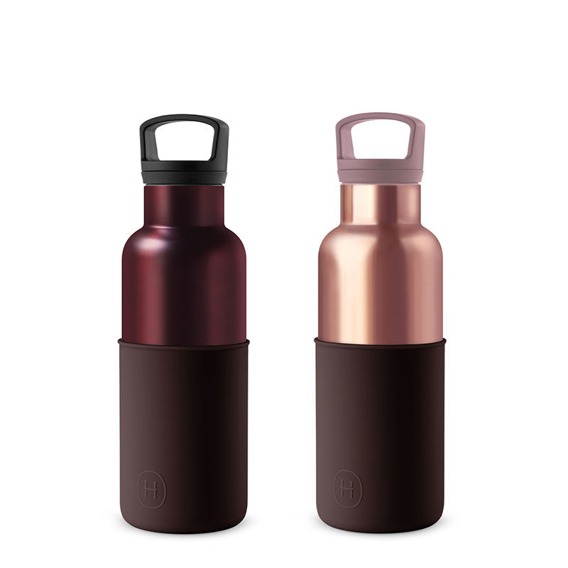 美國 HYDY 時尚不銹鋼保溫水瓶雙瓶組 勃根地紅瓶+蜜粉金瓶 (顏色任選)