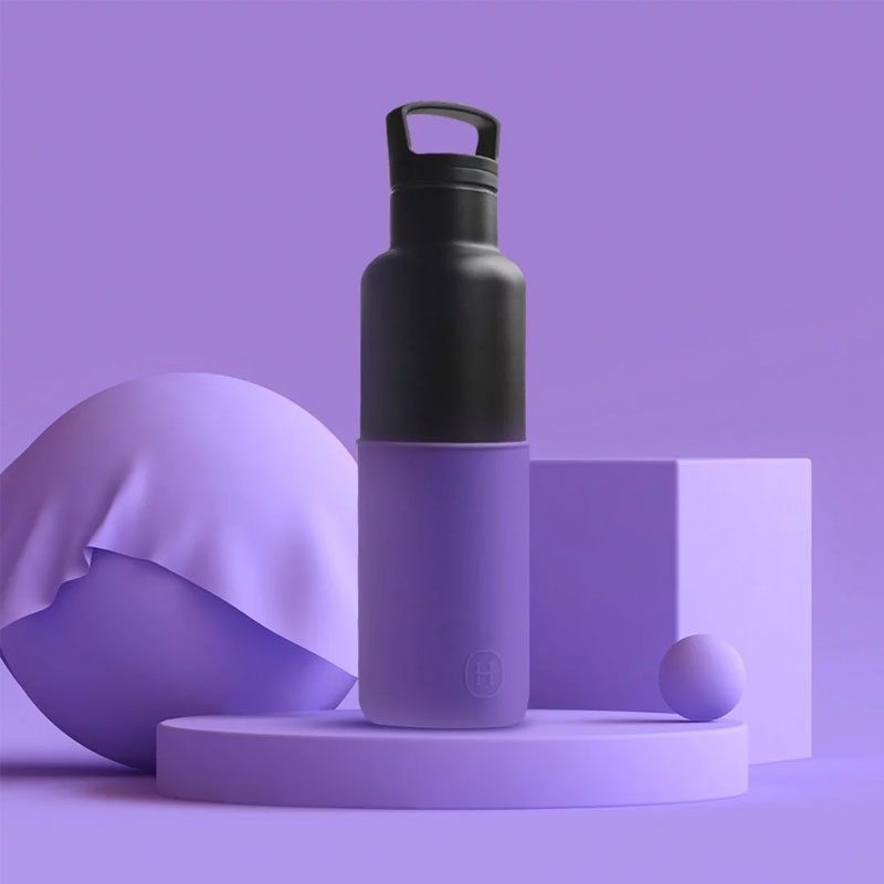 美國 HYDY 時尚不銹鋼保溫水瓶 黑瓶 (紫羅蘭)