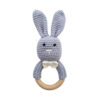 美國 Mali Wear 天然原木手工嬰幼兒兔兔造型手搖鈴固齒玩具 大灰兔款
