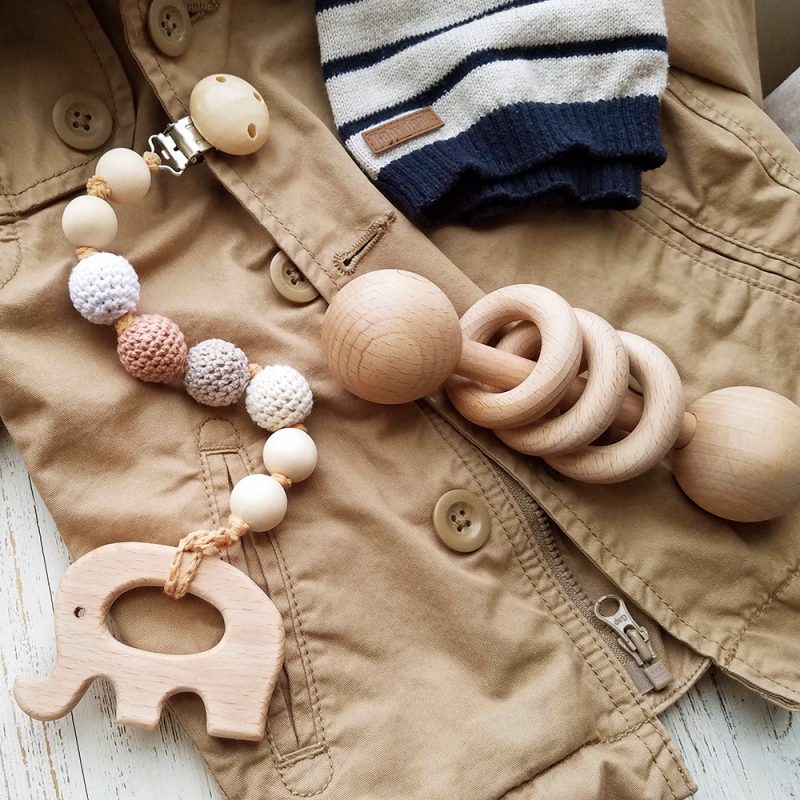 美國 Mali Wear 天然原木手工 嬰幼兒蒙特梭利 手搖鈴玩具