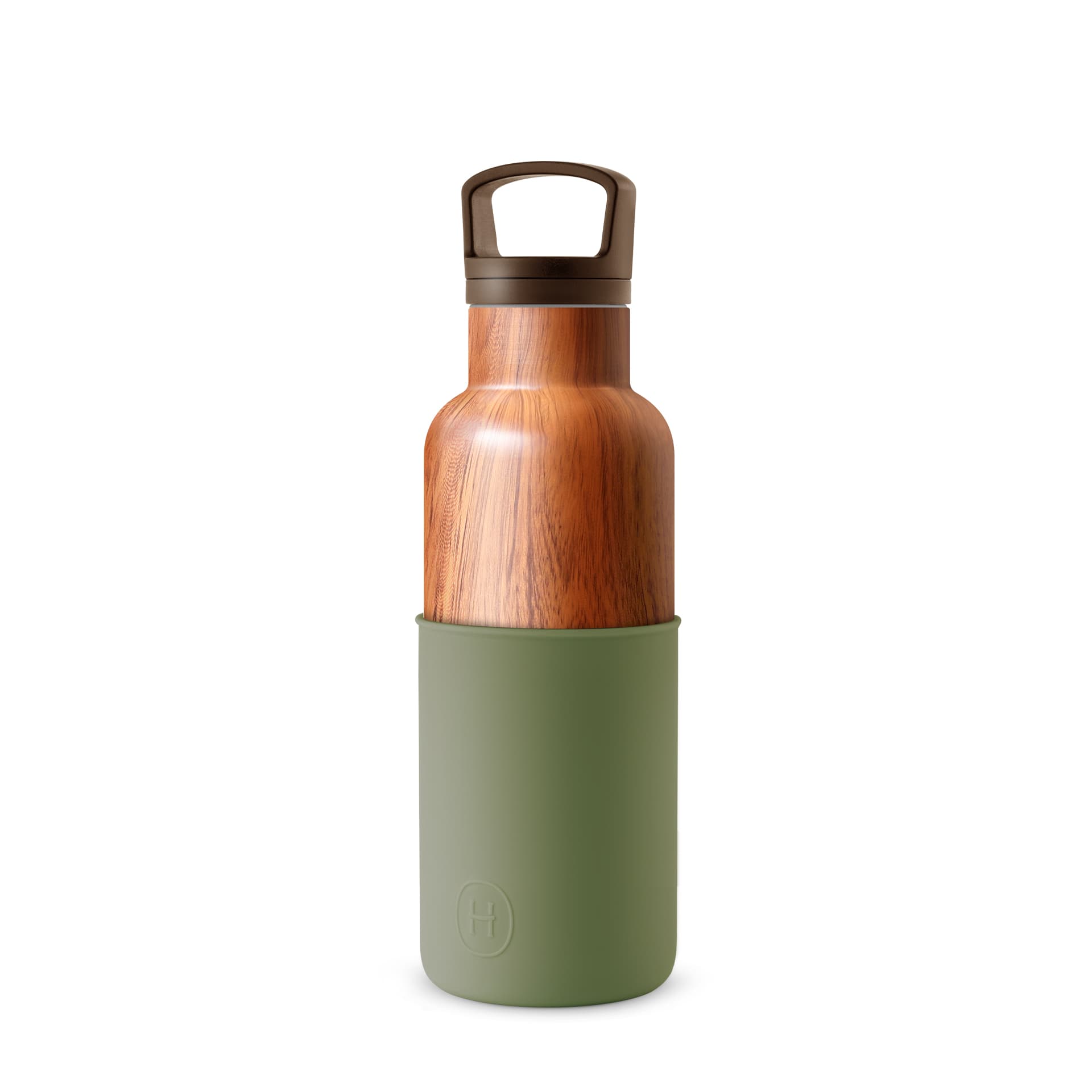 美國 HYDY 時尚不銹鋼保溫水瓶 480ml 木紋瓶 (軍綠)