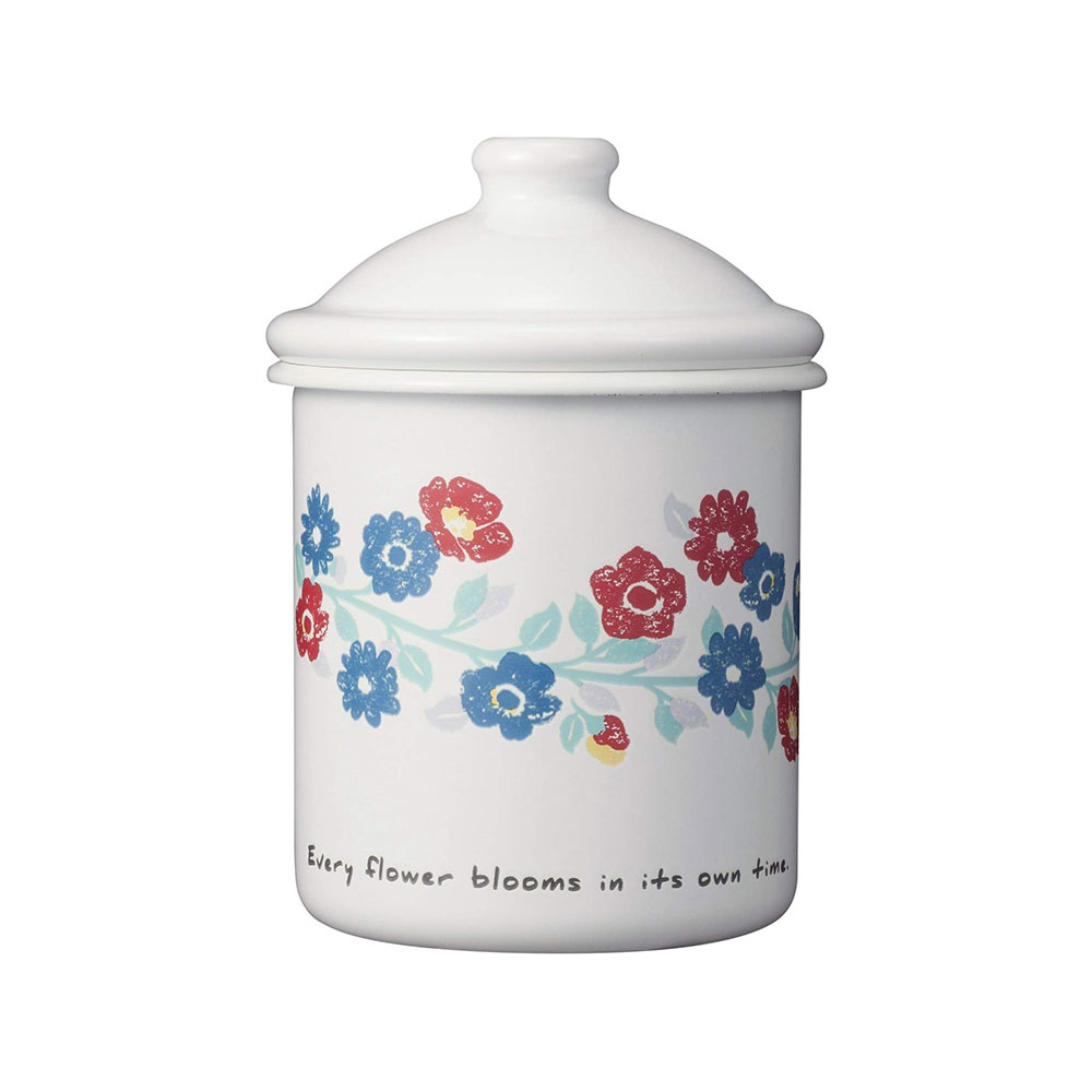 CB北歐系列琺瑯置物罐_花彩白1 CB Japan 北歐系列琺瑯置物罐 - 花彩白