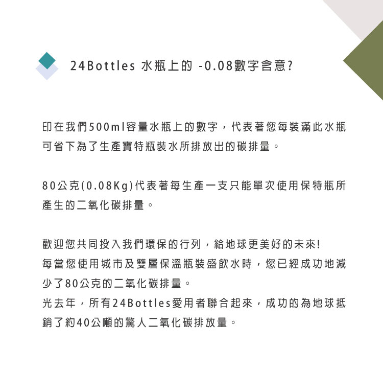 義大利 24Bottles 不鏽鋼雙層保溫瓶 500ml (橄欖綠)