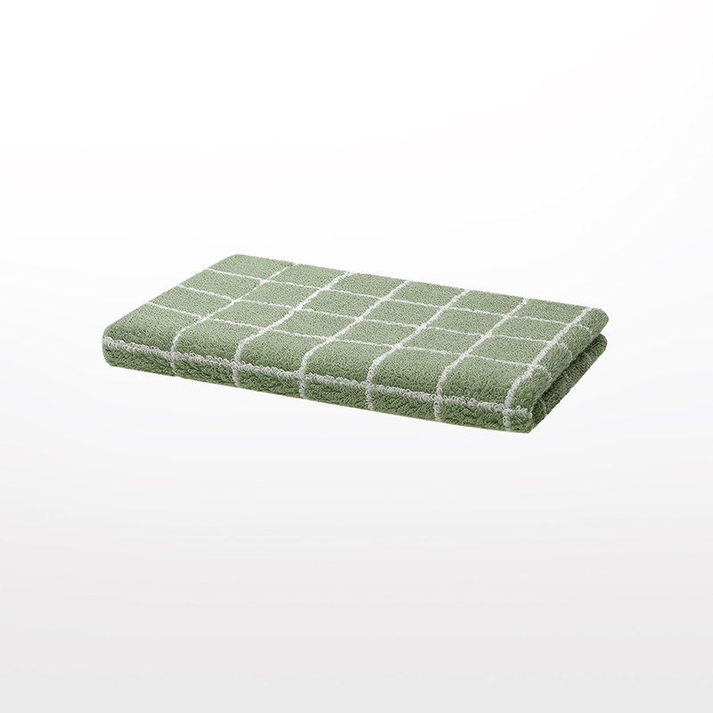 SHIMOYAMA_100%純棉吸水速乾長絨親膚洗臉毛巾-綠格子-3入-1