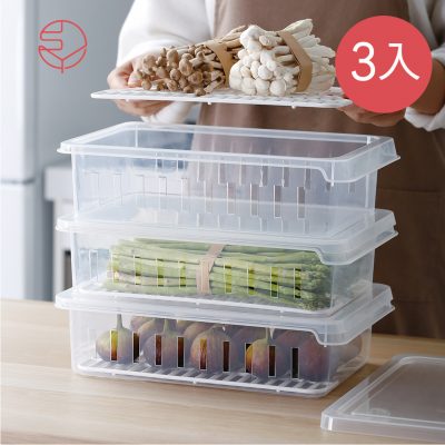 SHIMOYAMA_可疊式冰箱生鮮:蔬果冷藏冷凍保鮮盒-3入