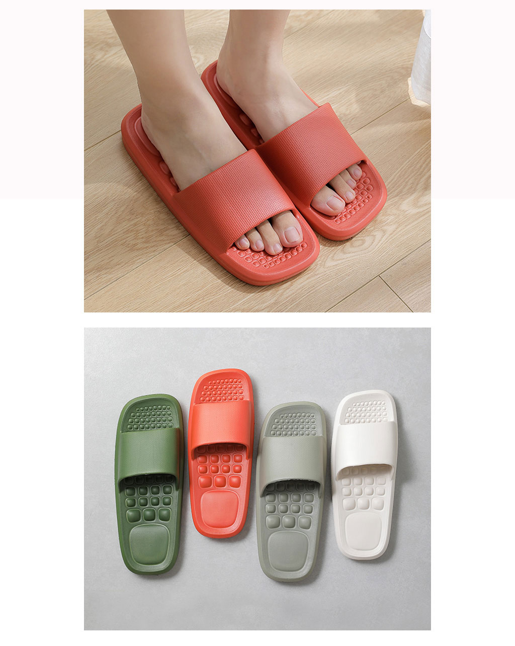 日本霜山 女款環保EVA輕量無臭 防滑拖鞋 (穴位按摩/室內/室外/浴室) 2色