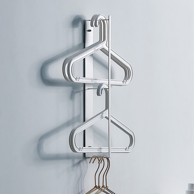 SHIMOYAMA_萬用免鑽牆面:側面衣架收納金屬掛架-白