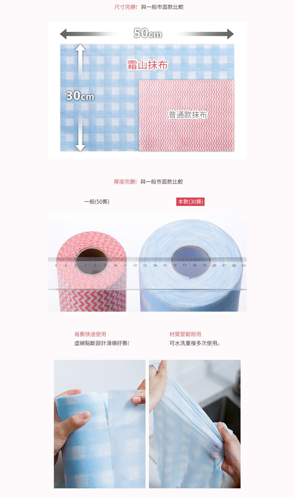 日本霜山 超吸力去汙拋棄式不織布抹布 3捲組