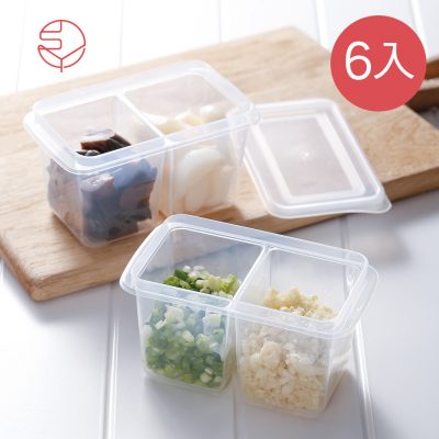 SHIMOYAMA_雙格蔥薑蒜:醬菜冷藏冷凍保鮮盒附蓋-280ml-6入-1
