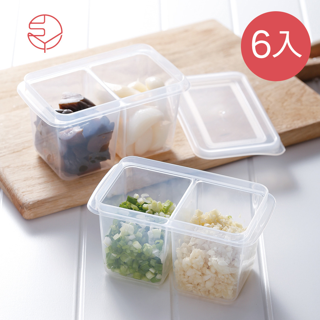 SHIMOYAMA_雙格蔥薑蒜:醬菜冷藏冷凍保鮮盒附蓋-280ml-6入-1