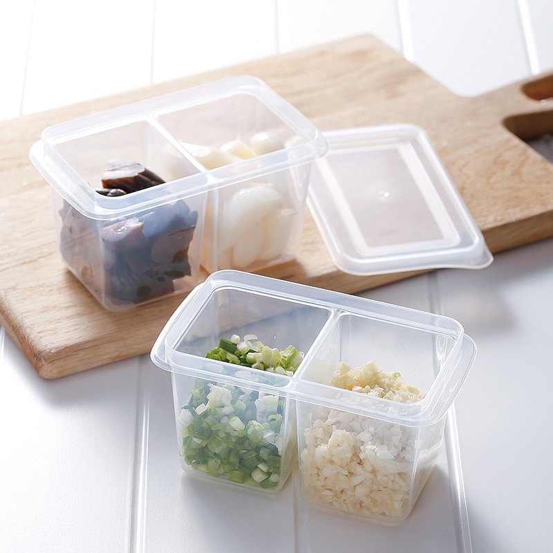 SHIMOYAMA_雙格蔥薑蒜:醬菜冷藏冷凍保鮮盒附蓋-280ml-6入