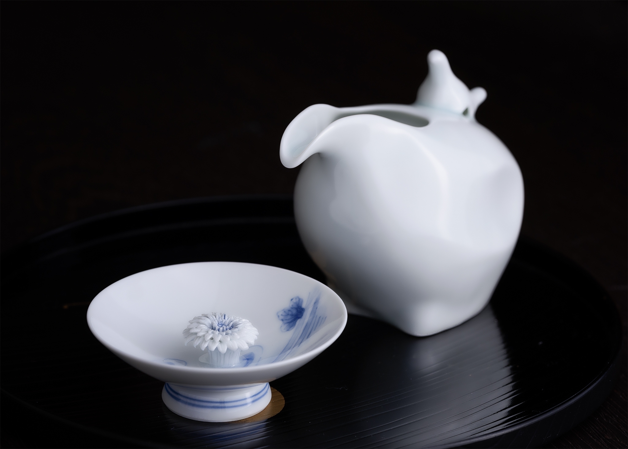 日本 三川內燒 菊飾丸 清酒杯