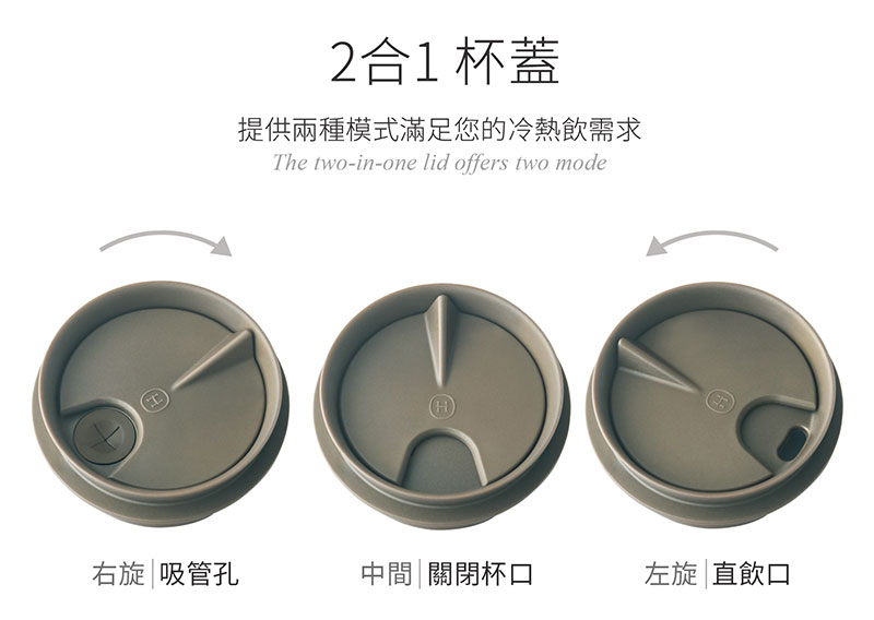 美國 HYDY 兩用隨行保溫杯 450ml 冷杉杯 (摩卡)