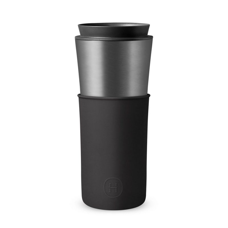 美國 HYDY 兩用隨行保溫杯 450ml 鈦灰杯 (午夜黑)
