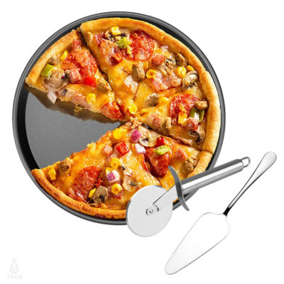 turk 專業用Pizza烤盤刀鏟三件組 (烤盤+滾輪刀+不鏽鋼披薩鏟)