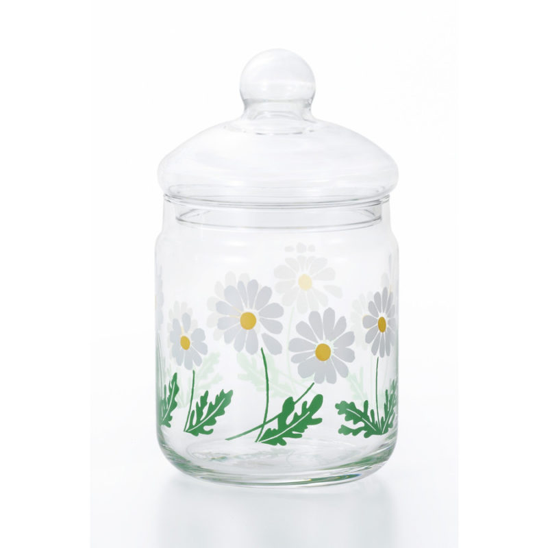 日本 ADERIA 昭和復古花朵 玻璃罐 680ml (雛菊)
