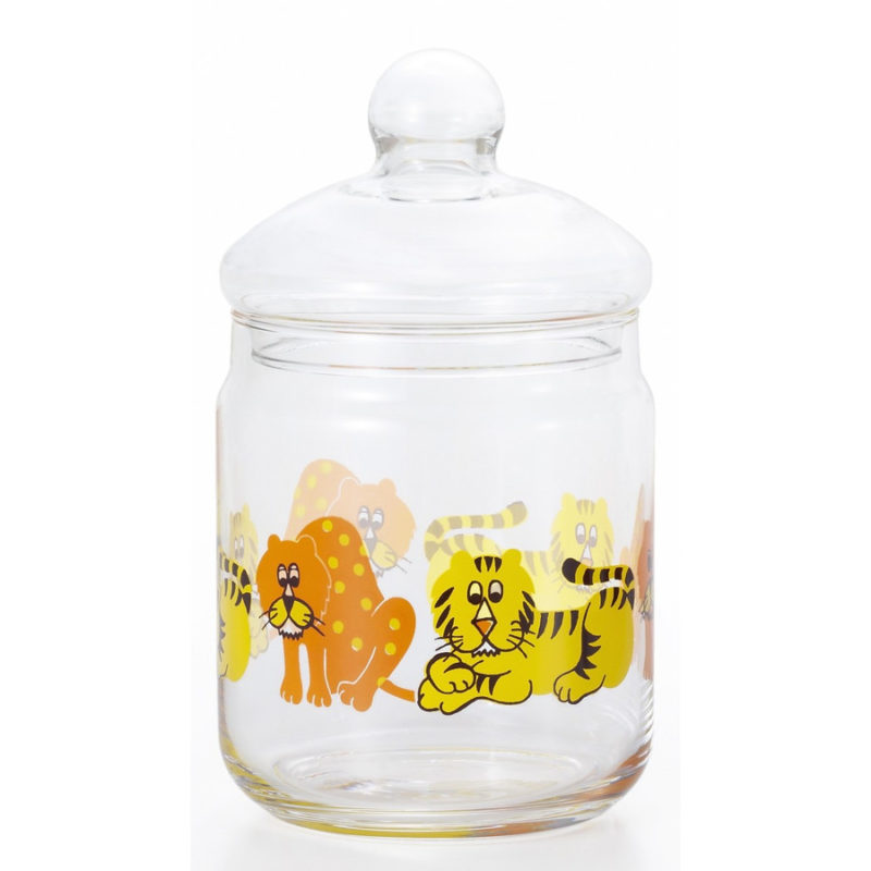 日本 ADERIA 昭和復古花朵 玻璃罐 680ml (小老虎)