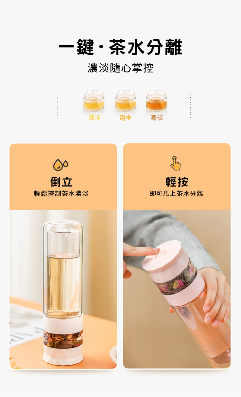 丹麥設計 PO:Selected 易泡雙層玻璃杯 泡茶杯 280ml (粉紅) 