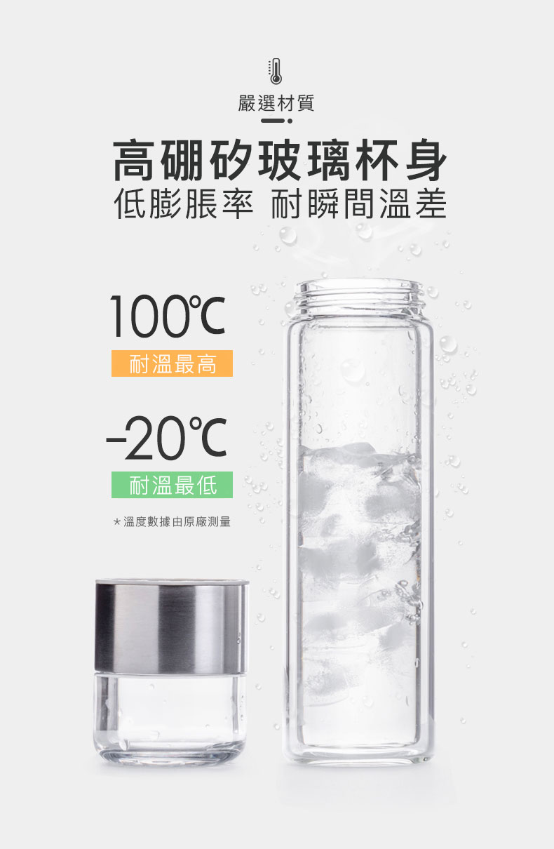 PO:Selected 攜帶式雙層玻璃泡茶杯 200ml (水晶)