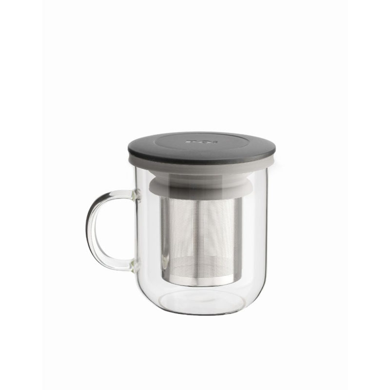 丹麥設計 PO:Selected 玻璃泡茶杯 350ml (灰+黑)